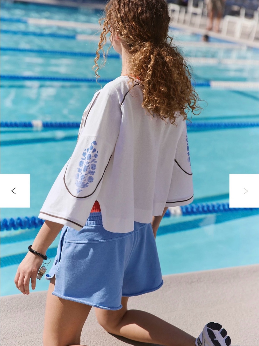Free People White & Blue Graphic Crop Top - Picture 2 of 5